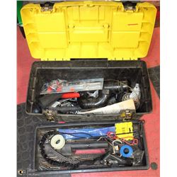 TOOL BOX W/ PIPE CUTTER, PLUMBING, SCREW DRIVERS,