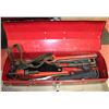 Image 1 : TOOL BOX W/ PIPE WRENCHES.