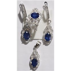#39-STERLING SILVER ENHANCED SAPPHIRE AND CUBIC