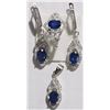 Image 1 : #39-STERLING SILVER ENHANCED SAPPHIRE AND CUBIC