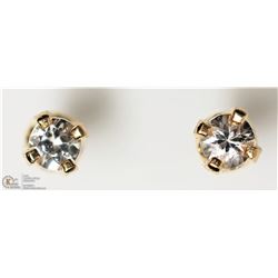 #03-14K Y. GOLD WHITE SAPPHIRE STUD EARRINGS