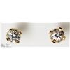 Image 1 : #03-14K Y. GOLD WHITE SAPPHIRE STUD EARRINGS