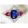 Image 1 : #04-STERLING SILVER RUBY AND SAPPHIRE RING SZ 5.75