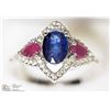 Image 2 : #04-STERLING SILVER RUBY AND SAPPHIRE RING SZ 5.75