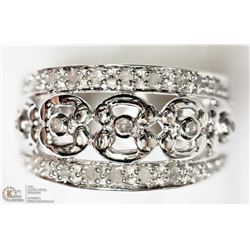 #07-STERLING SILVER DIAMOND ANTIQUE STYLE RING