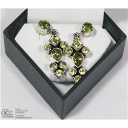 STAMPED 925 STERLING SILVER AND PERIDOT EARRINGS