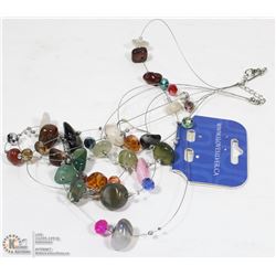 MULTI STRAND GEMSTONE NECKLACE SET WITH EARRINGS