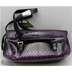 NEW PURPLE SNAKESKIN STYLE HANDBAG WITH