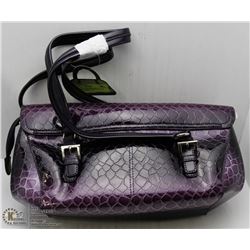 NEW PURPLE SNAKESKIN STYLE HANDBAG WITH