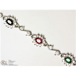 #11-STERLING SILVER GEMSTONE ADJUSTABLE BRACELET