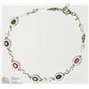 Image 3 : #11-STERLING SILVER GEMSTONE ADJUSTABLE BRACELET