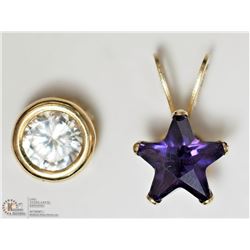 #12-2 PAIRS OF 10K YELLOW GOLD CZ PENDANTS