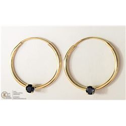 #16-14K Y. GOLD SAPPHIRE SLEEPER HOOP EARRINGS