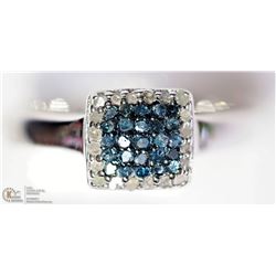 #17-STERLING SILVER DIAMOND SQUARE HALO RING