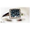 Image 2 : #17-STERLING SILVER DIAMOND SQUARE HALO RING