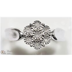 #20-STERLING SILVER DIAMOND FLORAL SIZE 7  RING