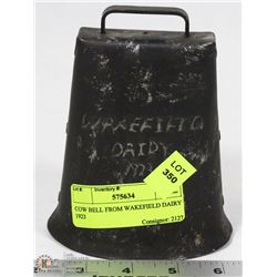 COW BELL FROM WAKEFIELD DAIRY 1923