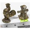 2 MINI BRASS FIGURINES INCL ROOSTER AND WINDMILL