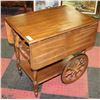 Image 1 : VINTAGE WOOD TEA CART WITH WOOD WHEELS