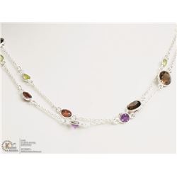 #25-STERLING SILVER GEMSTONE LONG NECKLACE