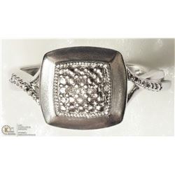 #26-STERLING SILVER DIAMOND SIGNET TWIST RING