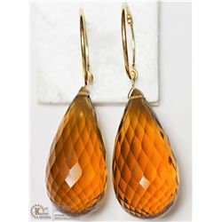 #27-14K Y. GOLD YELLOW SAPPHIRE SLEEPER EARRINGS