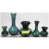 Image 1 : 5PC BLUE MOUNTAIN POTTERY FLUTE STYLE VASES, SMALL