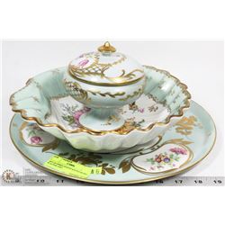 SET OF BIRKS HANDPAINTED BOWL, PLATTER AND