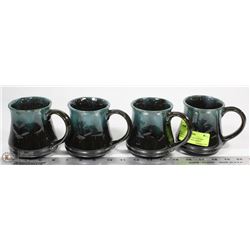4PC BLUE MOUNTAIN POTTERY MUGS W/ IMPRESSED MAPLE