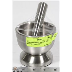 STAINLESS STEEL MORTAR AND PESTLE 4 INCH  NEW