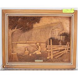WOOD CARVED PICTURE TITLE  "SUMMER FUN"