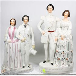 ANTIQUE STAFFORDSHIRE CIRCA 1930 FIGURINE PAIRS X2
