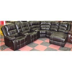 NEW BORDEAU BLACK LEATHERETTE RECLINING DOUBLE