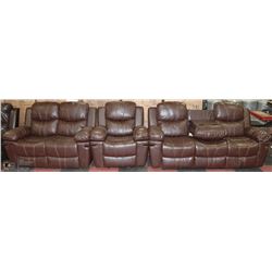 NEW NORWICH BROWN LEATHERETTE RECLINING SOFA,