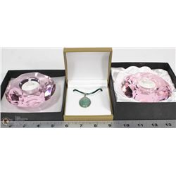 LOT WITH ESTATE STONE PENDANT NECKLACE AND 2