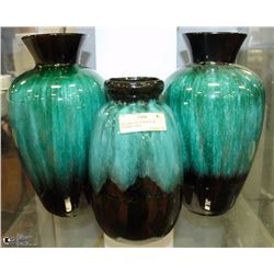 3PC LARGE BLUE MOUNTAIN POTTERY VASES