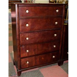 DARK BROWN WOOD 5-DRAWER TALL