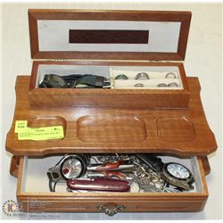 SOLID WOOD JEWELLERY BOX W/1 DRAWER -