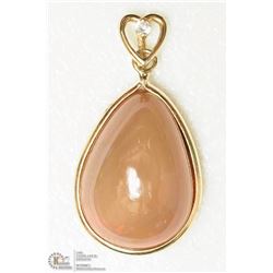 #31-14K Y. GOLD OPAL & DIAMOND HEART BAIL PENDANT