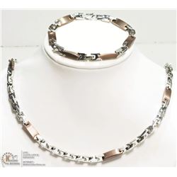 #32-MENS STAINLESS STEEL NECKLACE & BRACELET SET