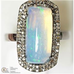 #36-ST. SILVER GOLD PLATED OPAL & DIAMOND RING