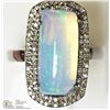 Image 1 : #36-ST. SILVER GOLD PLATED OPAL & DIAMOND RING