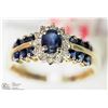 Image 2 : #37-10K YELLOW GOLD SAPPHIRE & DIAMOND HALO RING