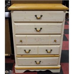 2-TONE PINE 5-DRAWER DRESSER W/EASY