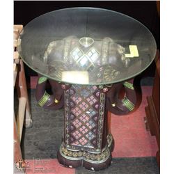 INDIAN STYLE ELEPHANT BASE GLASS TOP TABLE