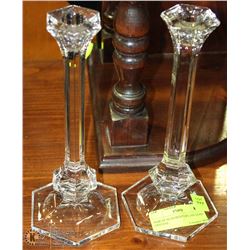 PAIR OF SLOVAKIAN 24% 10% LEAD CRYSTAL. CANDLE -