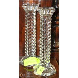 PAIR OF TOWLE FULL LEAD CRYSTAL 8" CANDLE STICKS.