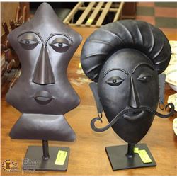 PAIR OF 18" TALL AFRICAN METAL MASKS