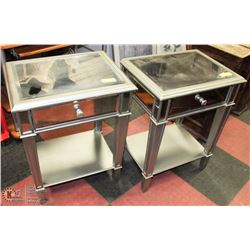 PAIR OF MIRRORED END TABLES