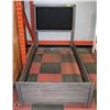Image 1 : NEW SINGLE SIZE WOOD TONE AND LEATHERETTE BEDFRAME